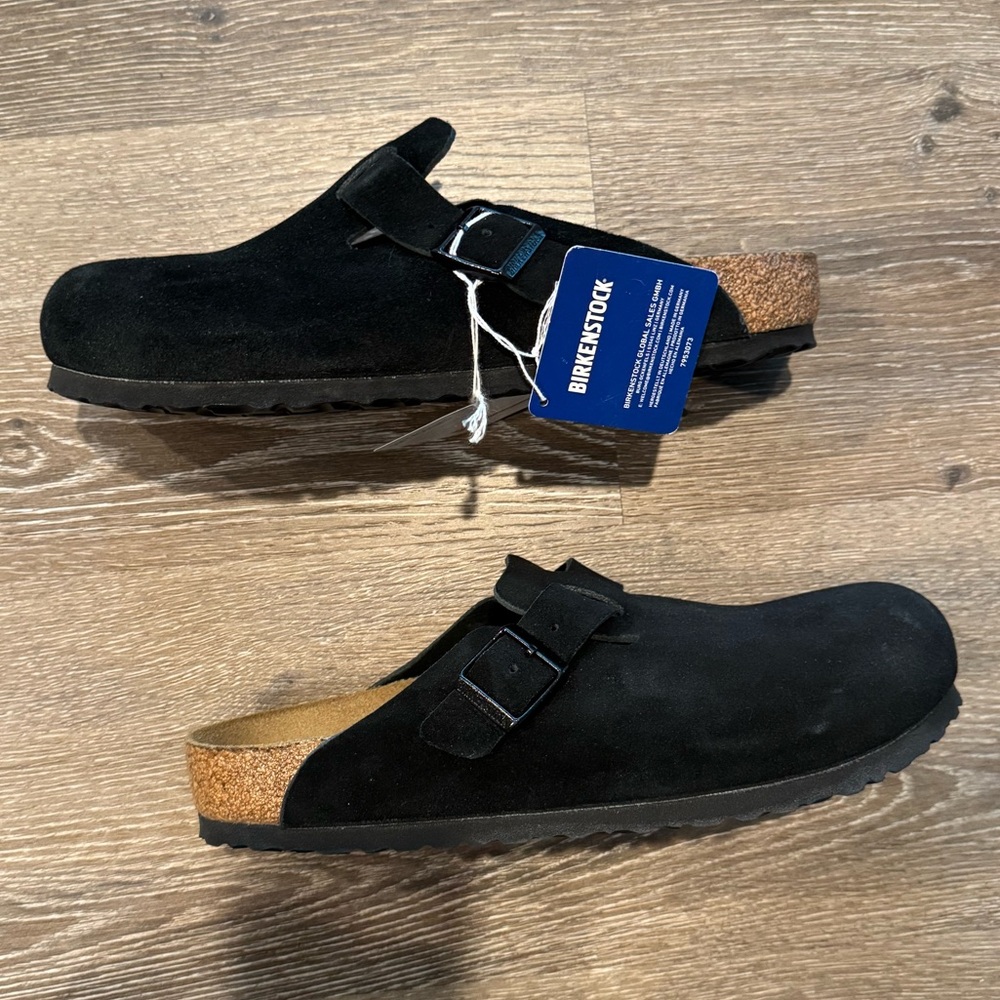 Birkenstock Black Suede Slip-On Clogs